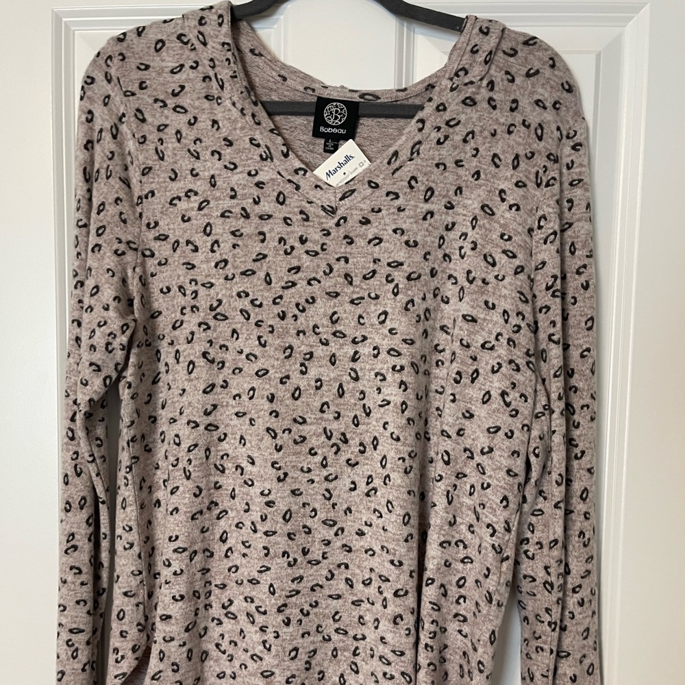 Leopard print hooded sweater